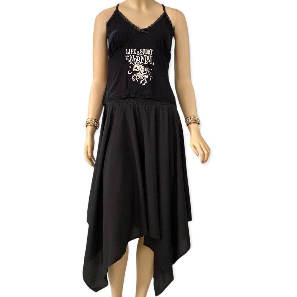 Black Hi-Low Midi Skirt - NEW